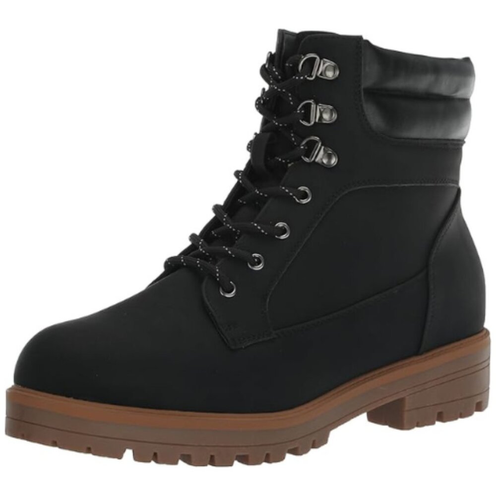 AVENUE Women's Cloudwalkers Wide FIT Hiker Boot Aviva Ankle, Black, 8.5 W